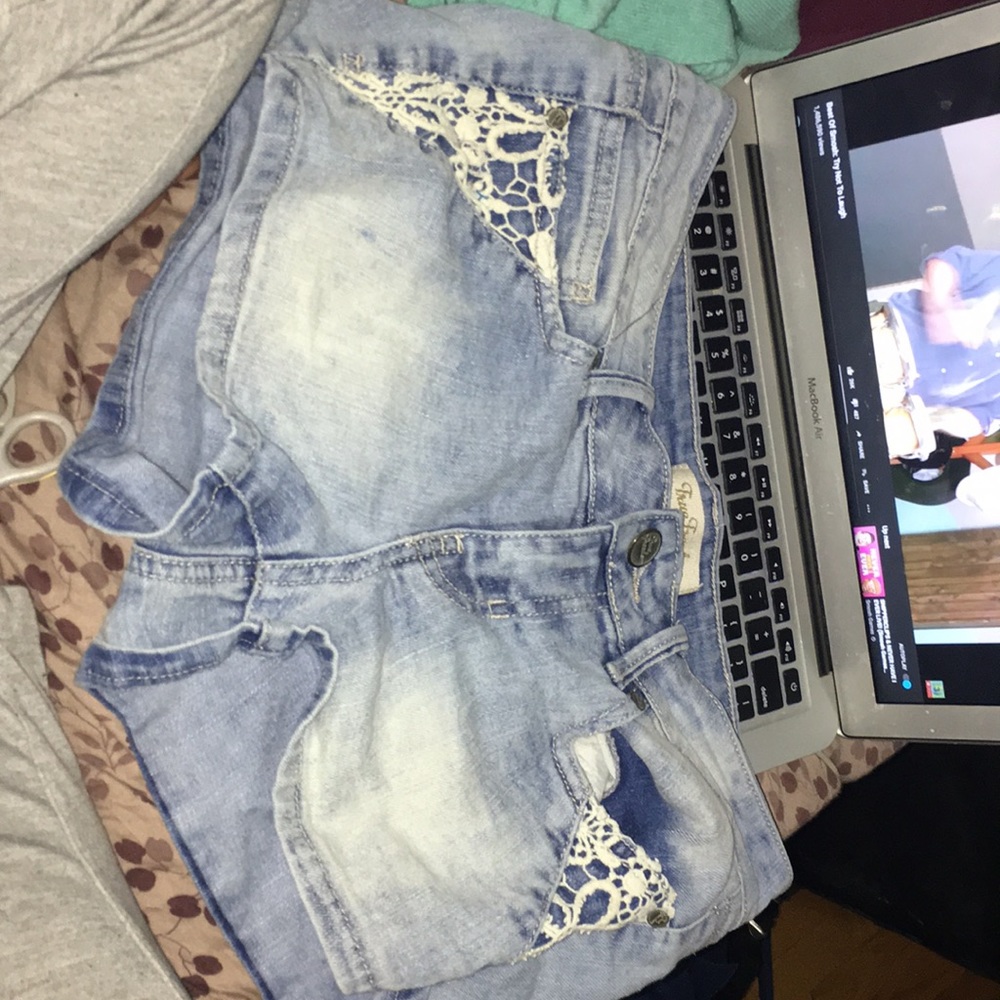 light wash short shorts